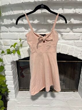 Teen - Light Pink Tie-Front Spaghetti Strap Dress